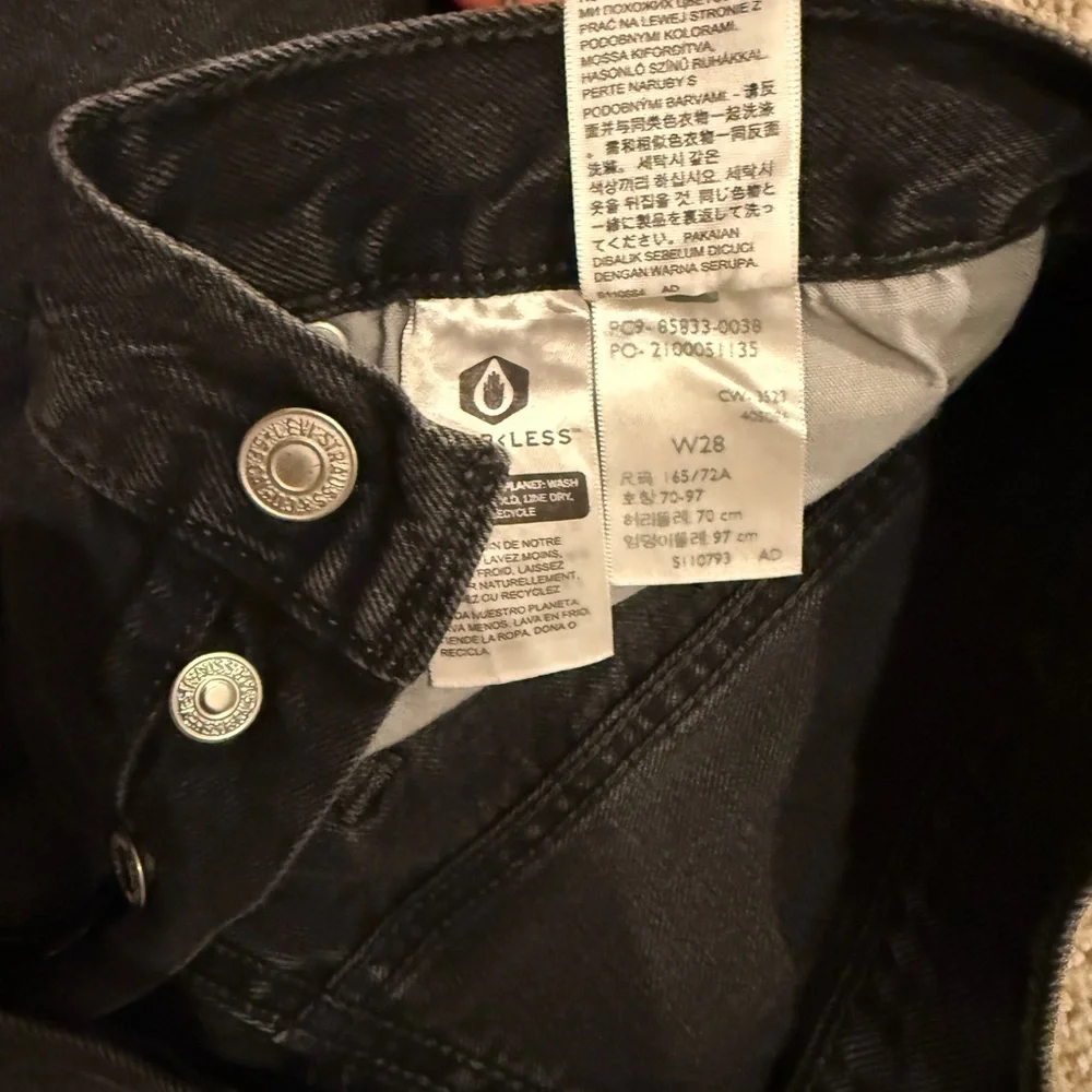 Levi's Black High Waist Distressed Denim Shorts - Picture 3 of 3